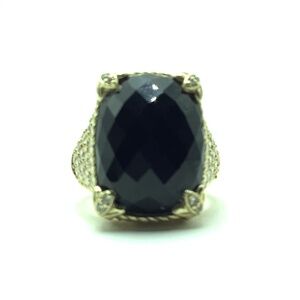 JUDITH RIPKA Onyx Cubic Zirconia 14k Clad Ring Size: 9